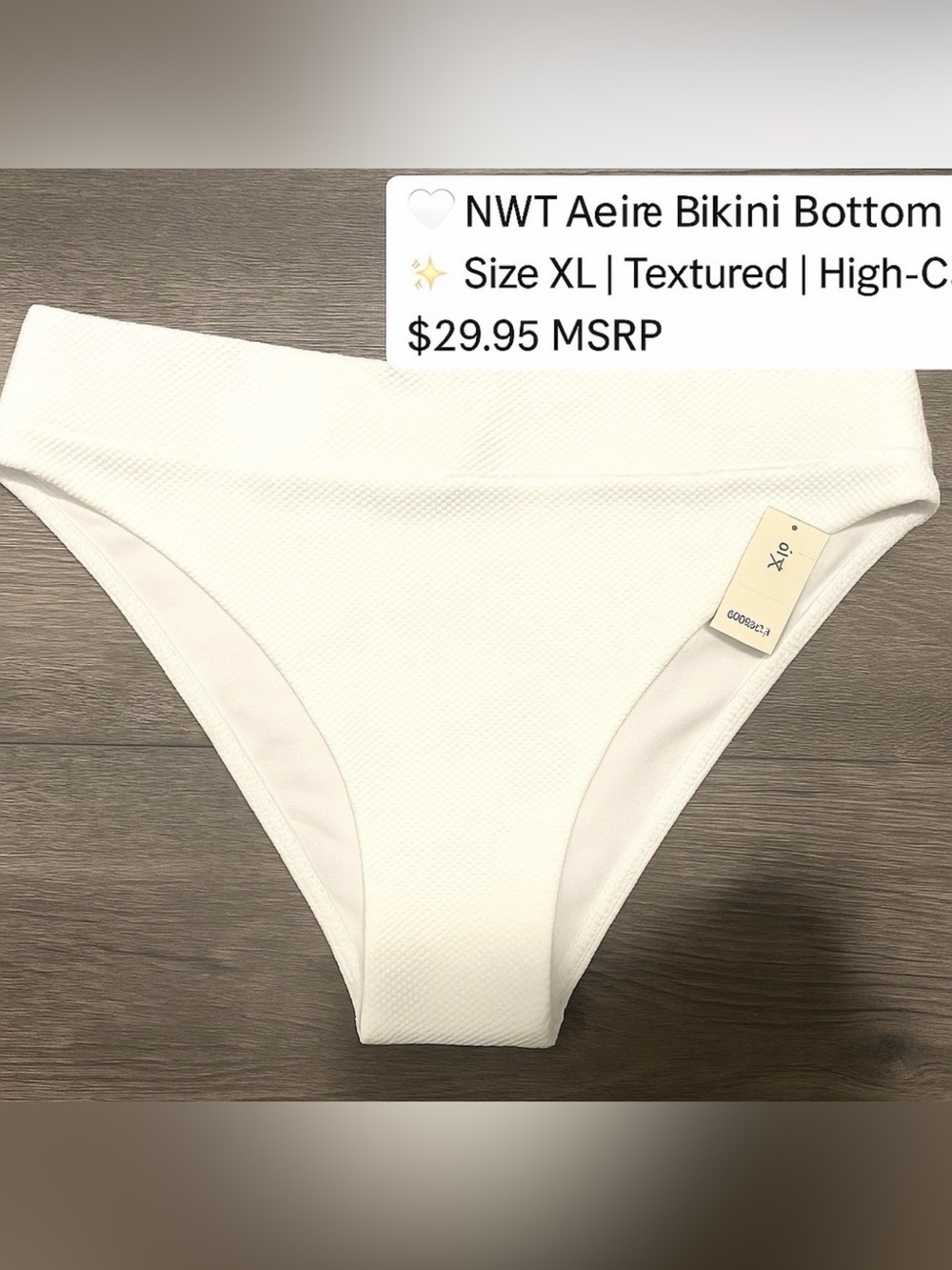 NWT Aerie White Textured High-Cut Cheeky Bikini Bottom – Size XL
